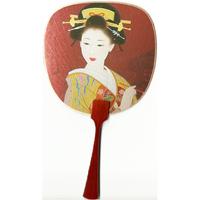 Beautiful Geisha with Brush Fan Card