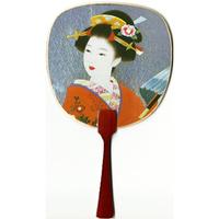Beautiful Geisha with Umbrella Card Fan