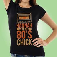 Bespoke 80s Chick Retro Black Womens T-shirt