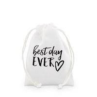 best day ever print muslin drawstring favour bag small