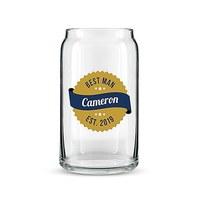 beer can shaped glass personalised gold seal printing