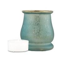 bell shaped glass tealight holder oasis blue