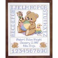 bear birth sampler stamped cross stitch kit 11x14 244206