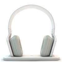 BeeWi Bluetooth Stereo Headphones with Hi-Fi Docking Station (White)