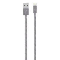 Belkin Premium Tangle-free Braided Lightning To Usb Charge And Sync Cable With Aluminium Connectors For Iphone Ipad And Ipod In Grey