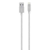 Belkin Premium Tangle-free Braided Lightning To Usb Charge And Sync Cable With Aluminium Connectors For Iphone Ipad And Ipod In Silver