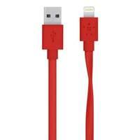 Belkin Flat 2.4amp Lightning Sync and Charge Cable Compatible With Apple Iphone 5/ipad Mini/ipad 4 In Red 1.2m