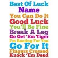best of luck personalised good luck card