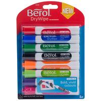 berol dry wipe marker pen round tip assorted pack of 8
