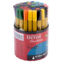 berol colour brush pens assorted tub pack of 42