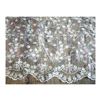 Beaded Scalloped Edge Couture Bridal Lace Fabric Ivory