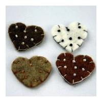 Beaded Heart Handmade Felt Embellishments Natural