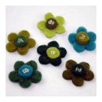 Beaded Flower Handmade Felt Embellishments Green