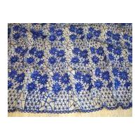 beaded scalloped edge couture bridal lace fabric royal blue