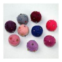 Beaded Balls Handmade Felt Embellishments Pink Purple