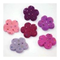 Beaded Flower Handmade Felt Embellishments Pink Purple