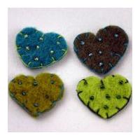 Beaded Heart Handmade Felt Embellishments Green