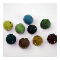 Beaded Balls Handmade Felt Embellishments Green