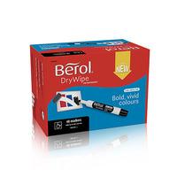 Berol Black Round Tip Dry Wipe Markers - Box of 48 (Box of 48)