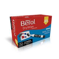 Berol Black Round Tip Dry Wipe Markers - Pack of 12 (Pack of 12)