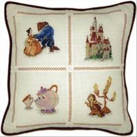 beauty the beast pillow counted cross stitch kit 14x14 18 count 260435
