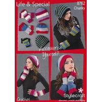 beanie hat and fingerless mitts in stylecraft life special chunky 8762