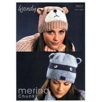 Bear Beanie and Raccoon Hat in Wendy Merino Chunky (5622)