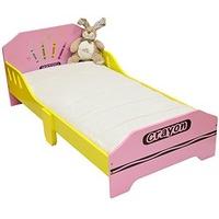 Bebe Style Children\'s Junior Wooden Bed (Pink, Crayon Themed)