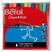 Berol Colourbroad Pen Assorted Water Based Ink Pack of 12 CB12W12