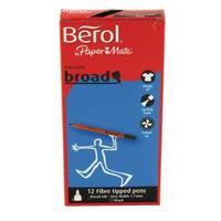 Berol Black Water-Based Colourbroad Pen Wallet Pack of 12 S0375350