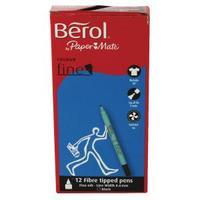 Berol Black Water-Based Colourfine Pens Wallet Pack of 12 S0376300