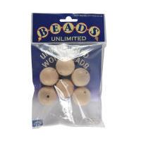 Beads Unlimited Unvarnished Wooden Beads 30 mm 6 Pack
