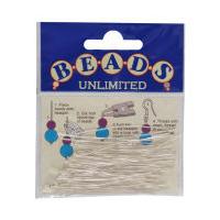 Beads Unlimited Silver Plated Headpins 50 mm 60 Pack