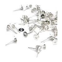 Beads Unlimited Silver Plated Midi Flat Stud 30 Pack