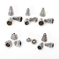 Beadia 86Pcs Mixed 6 Style Sizes Antique Silver Alloy Beads Cap Metal Spacer Beads