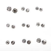 Beadia 334Pcs Mixed 9 Style Sizes Antique Silver Alloy Beads Cap Metal Flower Spacer Beads