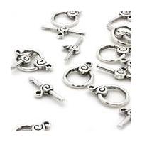 Beads Unlimited Silver Plated Rose Toggle Clasp 15mm 4 Pack