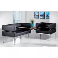 Benotto 3 seater Black Faux leather sofa