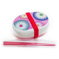 Bento Lunch Box with Chopsticks - Pink, Scattered Flower Pattern