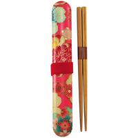 Bento Chopsticks With Case - Pink, Mixed Flower Pattern