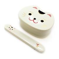 Bento Lunch Box With Chopsticks - White Cat
