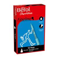 Berol Fine Line Pens. Green. Pack of 12