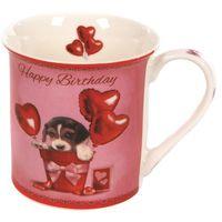 beagle dog mug with happy birthday message