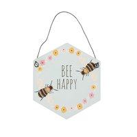 Bee Happy Hexagon Plaque