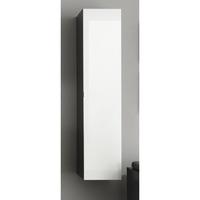 Beach Wall Mount Tall Grey Bathroom Cabinet In White Gloss Door
