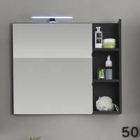 Beach Wall Mirror With Shelves In Grey With Lighting