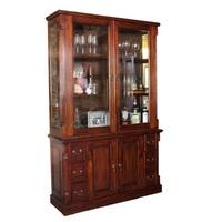 belarus 2 glass doors display cabinet with sideboard in mahogany