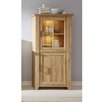 Berger Wooden Display Cabinet In Rustic Oak With 2 Doors And LED