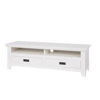 Becky Wooden TV Stand In White Pine With 2 Drawers