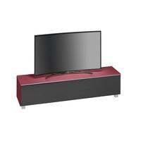 Beton Large TV Stand In Red Matt Glass Acoustic Black Fabric